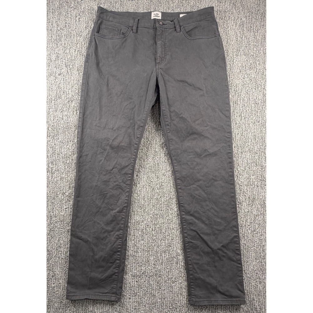 Flint and Tinder 365 Pants Men 35x30 Grey Slim Fit Stretch Cotton Trousers